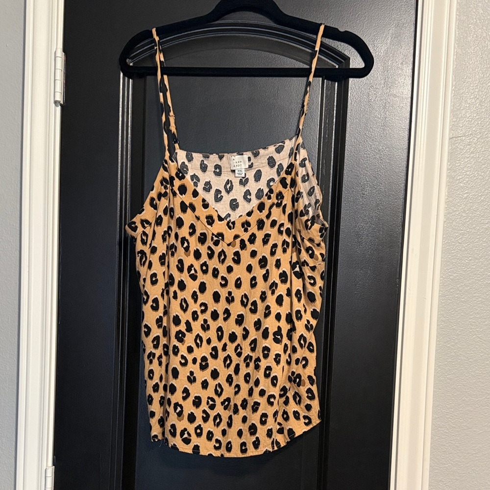 a new day Tan and Black Leopard top